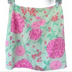Lilly Pulitzer 100% Silk Hydrangea Floral Skirt Size 10